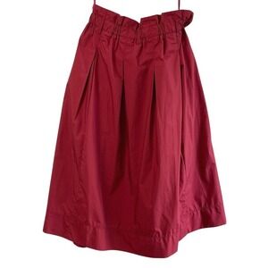 Uniqlo M Red‎ Paperbag Waist Midi Skirt Pleated Pockets A-line Lightweight